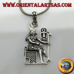 Pendentif en argent du dieu Horus assis sur le trône