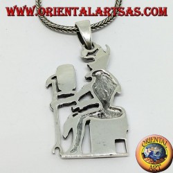 Silver pendant of the god Horus sitting on the throne