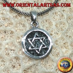Pendentif médaille en argent avec étoile en relief de David