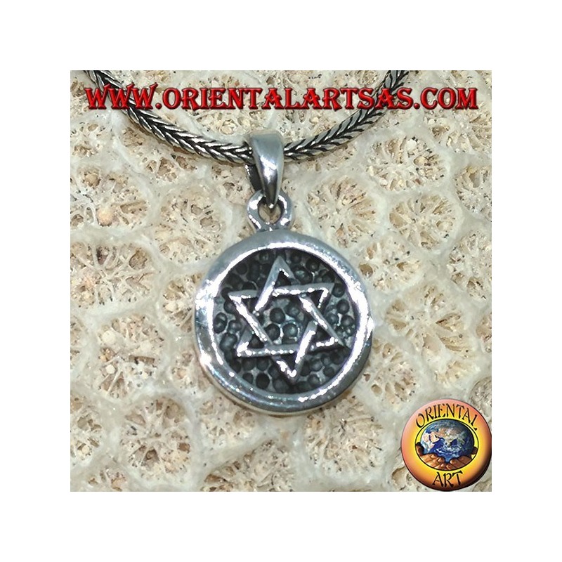 Silbermedaillen-Anhänger mit Davidstern mit tiefem Relief