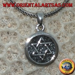 Pendentif médaille en argent avec étoile en relief de David