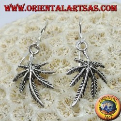 Boucles d'oreilles en argent en forme de feuille de marijuana