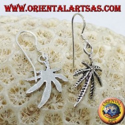 Boucles d'oreilles en argent en forme de feuille de marijuana