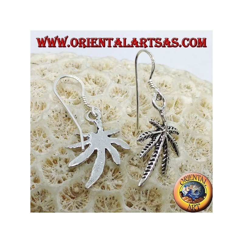 Boucles d'oreilles en argent en forme de feuille de marijuana