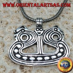 Pendant in silver ship with Viking Drakkar dragons