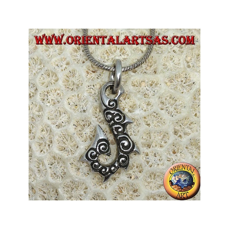 Pendentif en argent, hameçon HEI Matau typique des îles hawaïennes