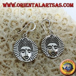 Silver Buddha face earrings