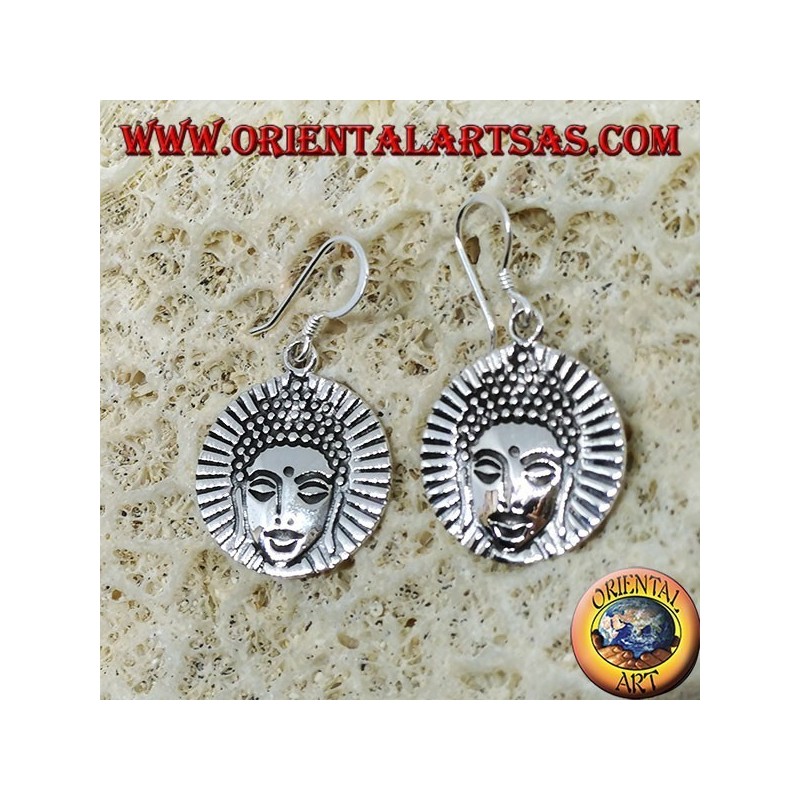 Silver Buddha face earrings