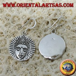 Silver Buddha face earrings