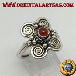 Bague en argent avec cornaline ronde naturelle