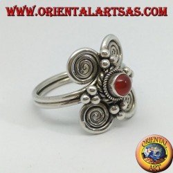 Silberring mit rundem Karneol und 4 Spiralen