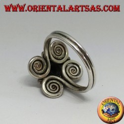 Silberring mit rundem Onyx und 4 Spiralen