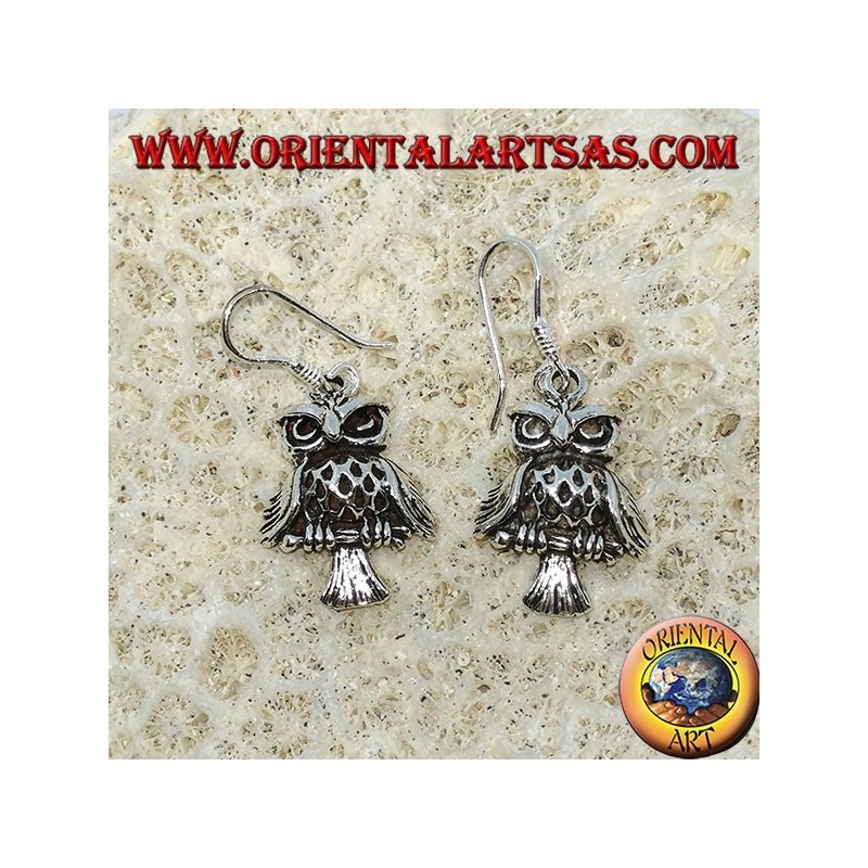 Boucles d'oreilles en argent en forme de hibou 