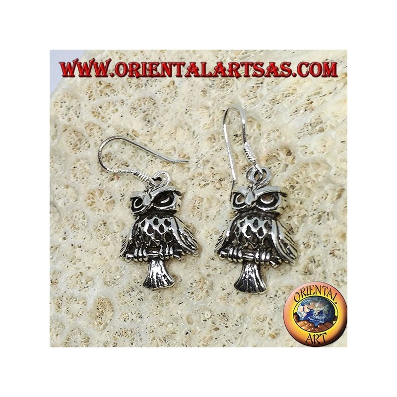 Boucles d'oreilles en argent en forme de hibou 