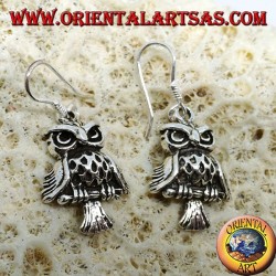 Boucles d'oreilles en argent en forme de hibou 