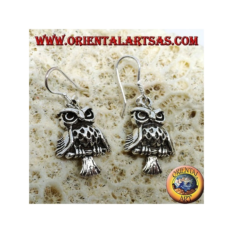 Boucles d'oreilles en argent en forme de hibou 