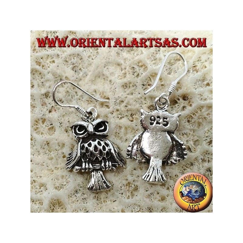 Pendientes de plata en forma de búho
