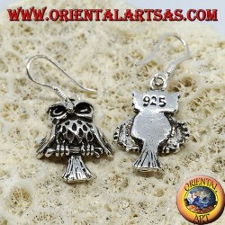Boucles d'oreilles en argent en forme de hibou 