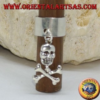 Ear Cuff in silver band with pendant skull