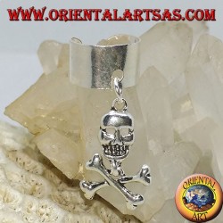 Ear Cuff in silver band with pendant skull