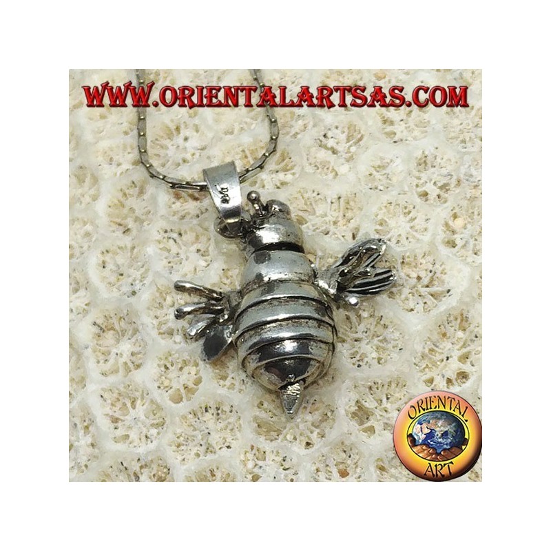 Pendant in silver bee queen mobile moves head and wings