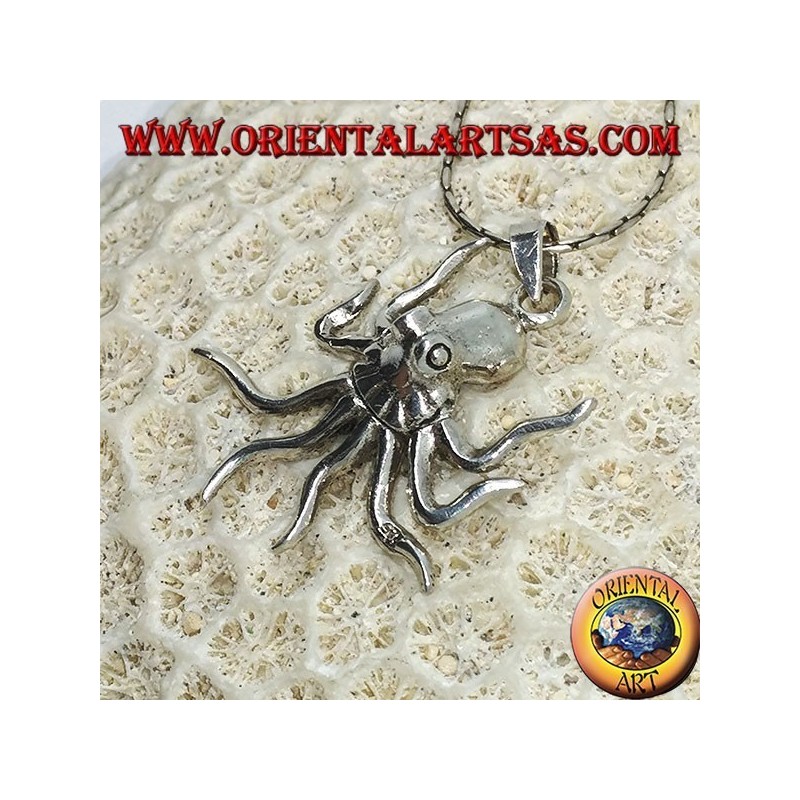 Pendant in silver the octopus mobile symbol of intelligence