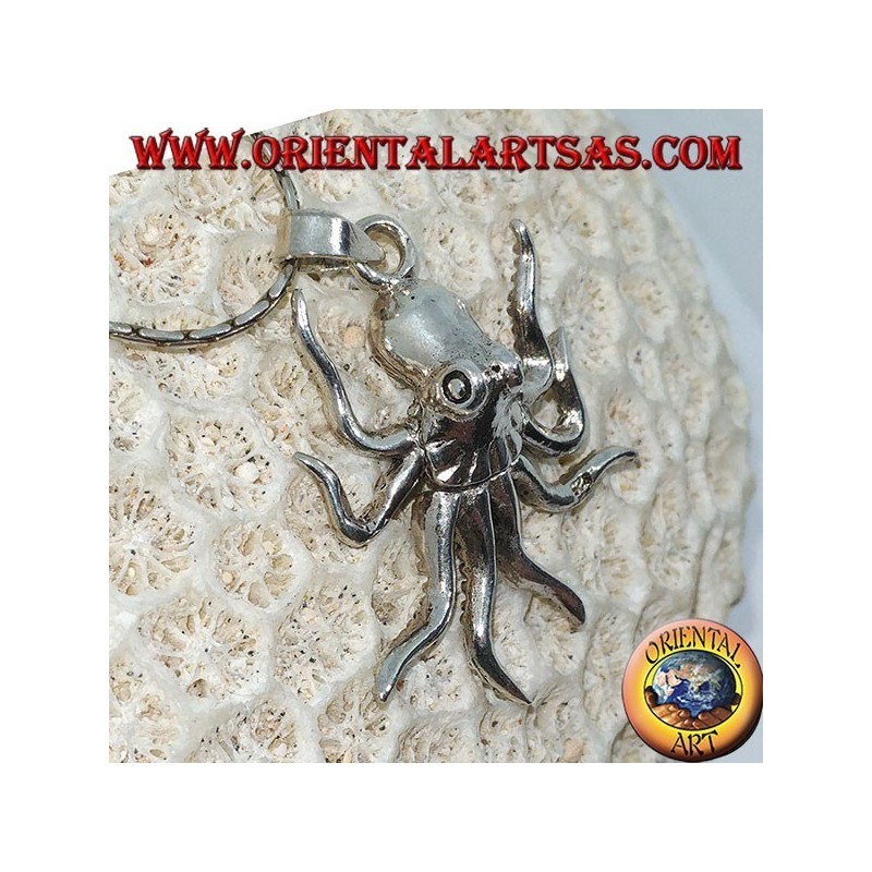 Colgante en plata del pulpo , símbolo móvil de la inteligencia.