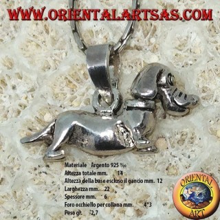 Colgante de plata del perro dachshund móvil (gira su cabeza)