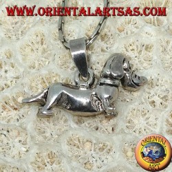 Silver pendant the mobile dachshund dog (turns his head)