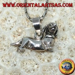 Colgante de plata del perro dachshund móvil (gira su cabeza)