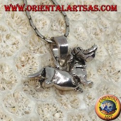 Pendentif en argent du chien teckel mobile (tourne la tête)