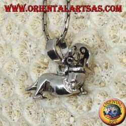 Silver pendant the mobile dachshund dog (turns his head)