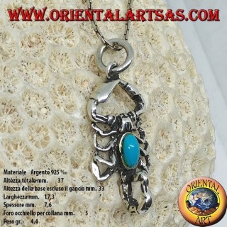 Colgante de plata, escorpión con turquesa en el cuerpo.