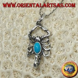 Silver pendant, scorpion with turquoise on the body