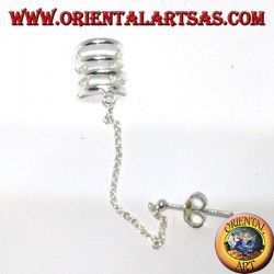 Ear Cuff Earring with silver chain, with four circles