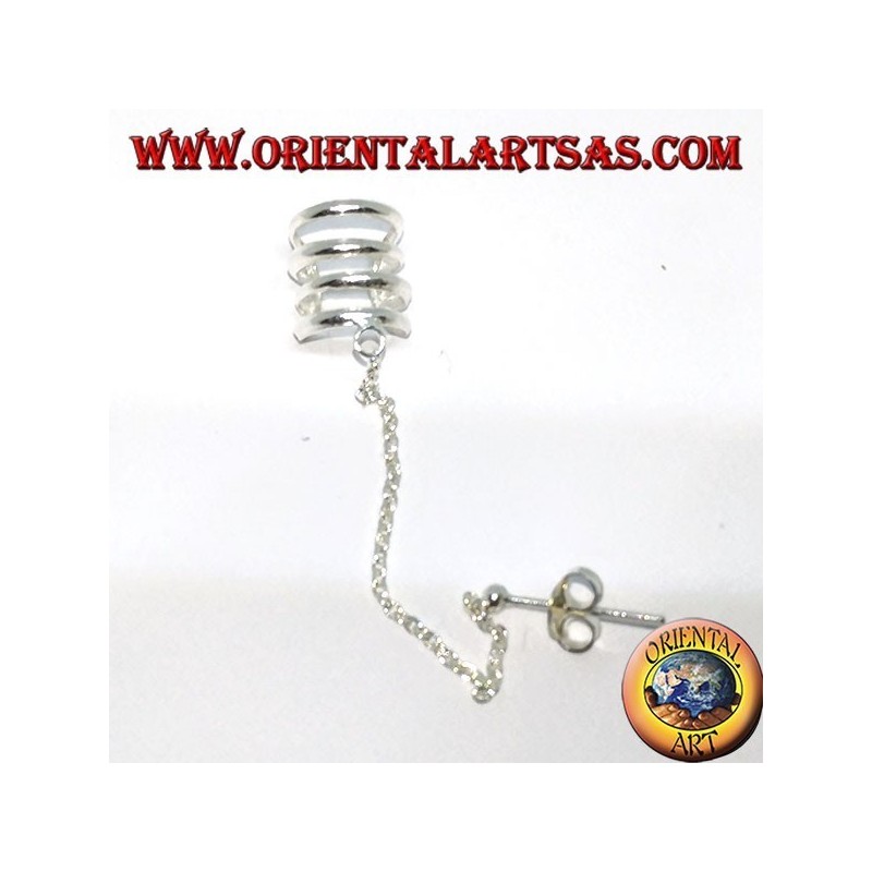 Ear Cuff Earring with silver chain, with four circles