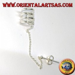 Ear Cuff Earring with silver chain, with four circles