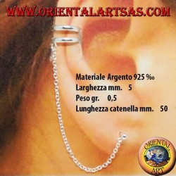 Ohrstulpe-Ohrring mit Silberkette, mit zwei Kreisen