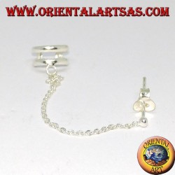 Ear Cuff Earring with silver chain, with two circles