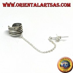 Ear Cuff Earring with silver chain, striped band