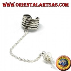 Boucle d'oreille manchette d'oreille avec chaîne en argent, bande rayée