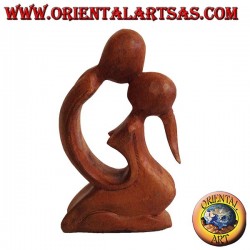 Skulptur Kuss in Suar Holz, 15 cm