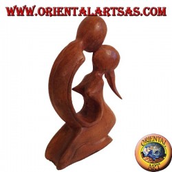 Sculpture kiss in suar wood, 15 cm