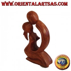 Skulptur Kuss in Suar Holz, 15 cm