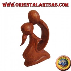 Skulptur Kuss in Suar Holz, 15 cm