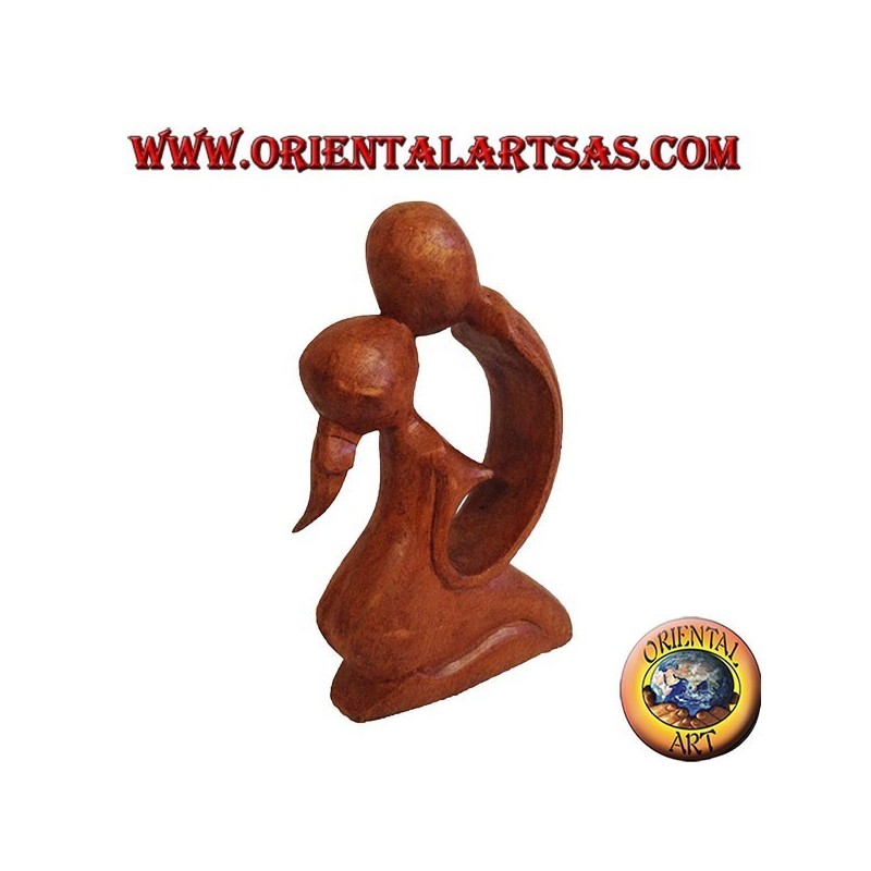 Skulptur Kuss in Suar Holz, 15 cm