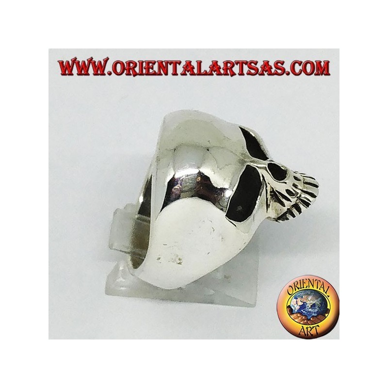 Silver ring, skull without jaw