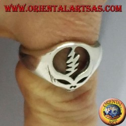Silver ring, alien skull