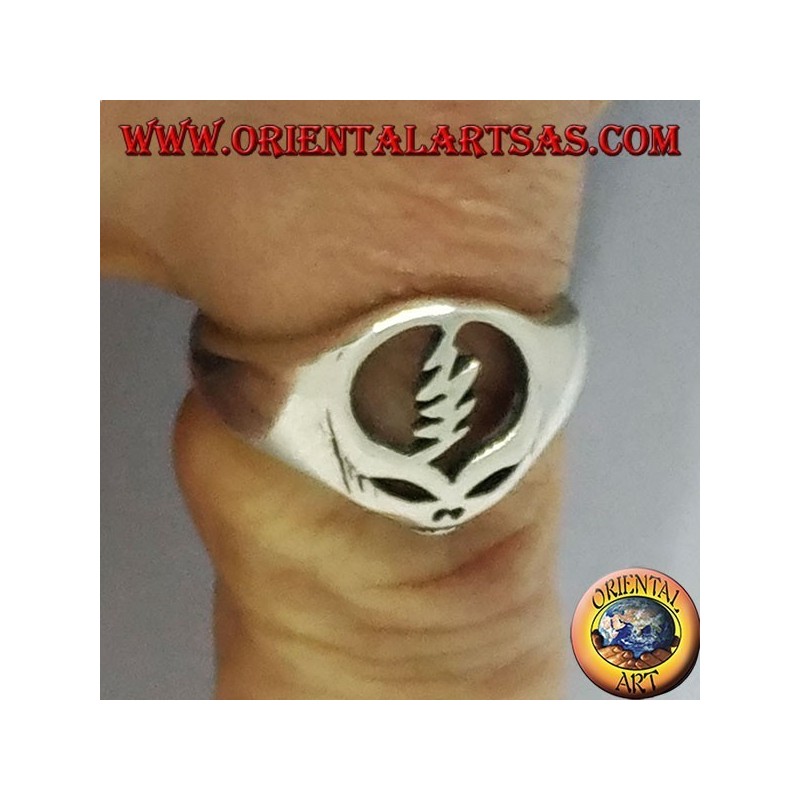 Anello in argento massiccio 925‰ anallergico teschio alieno
