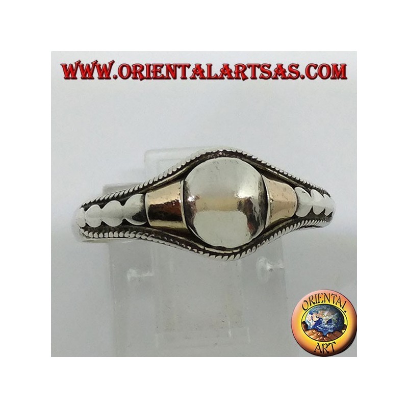 Anello in argento fatto a mano con inserti in lamina di oro  14 karati